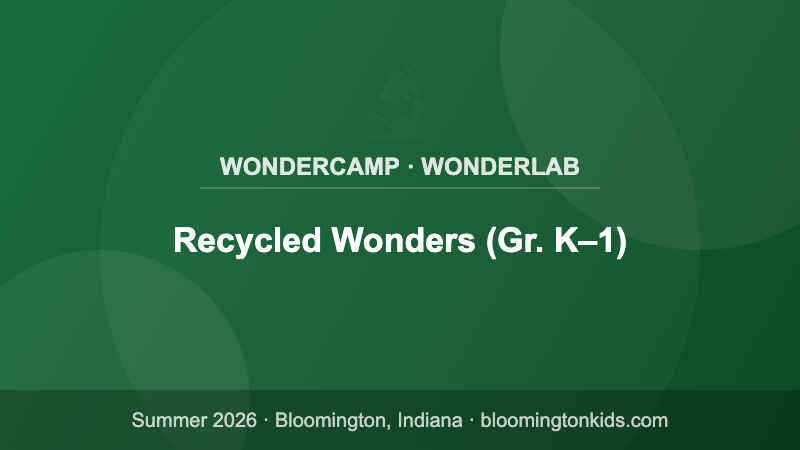 Recycled Wonders (Gr. K–1) - WonderCamp · WonderLab
